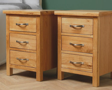 Oak 3 Drawer Bedside Cabinets