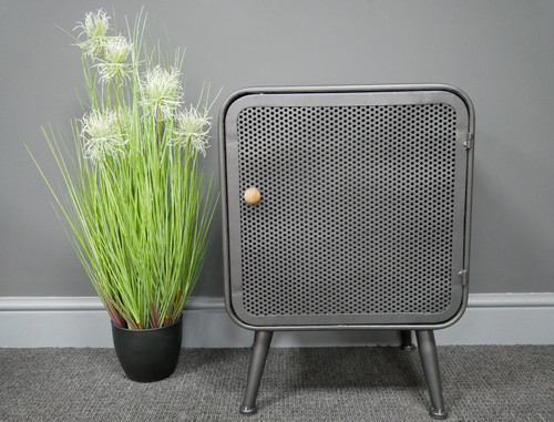 Industrial grey metal bedside - grey,