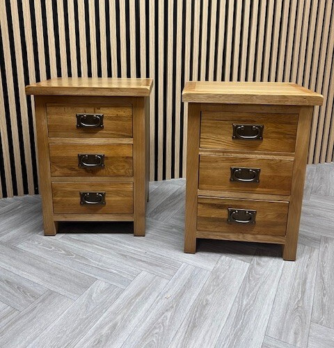Oak bedside tables pair - oak,