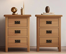 Oak Bedside Cabinets Pair –