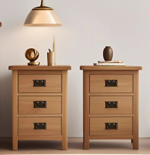 Oak Bedside Cabinets Pair –